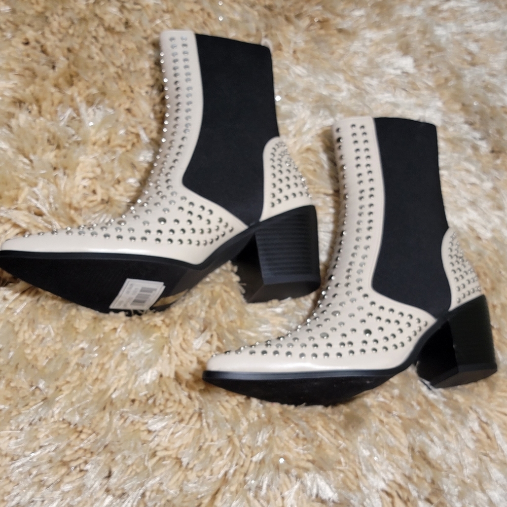 Pointed Toe Studded Ankle  Boots